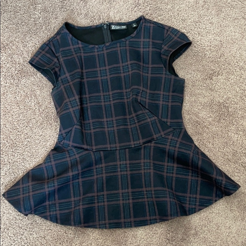 Plaid Peplum Top